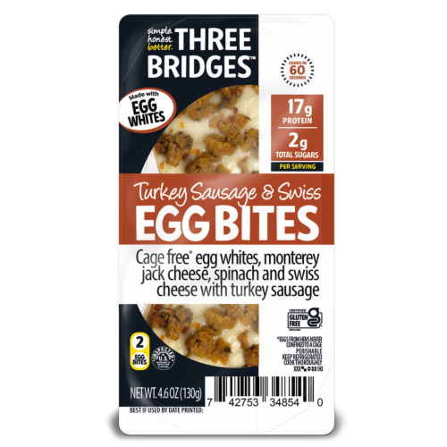 Three Bridges™ Turkey Sausage & Swiss Egg White Bites Perspective: left