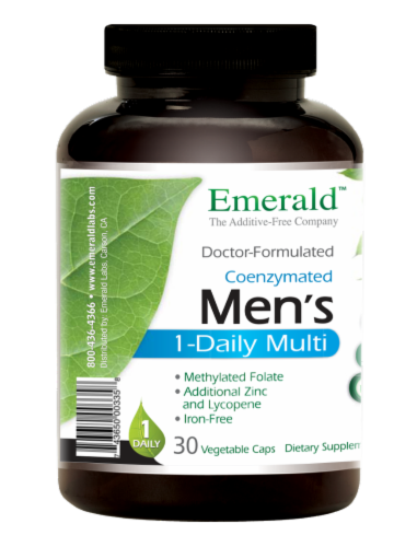 Emerald Men's 1-Daily Multivitamin Vegetable Caps Perspective: left