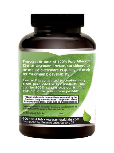 Emerald Pure Albion Zinc Vegetable Caps 25mg Perspective: left