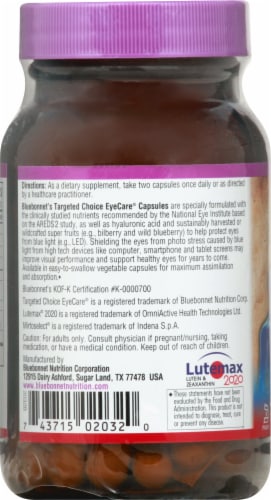 Bluebonnet Nutrition AREDS2 + Blue Macular Protection Dietary Supplement Vegetable Capsules Perspective: left