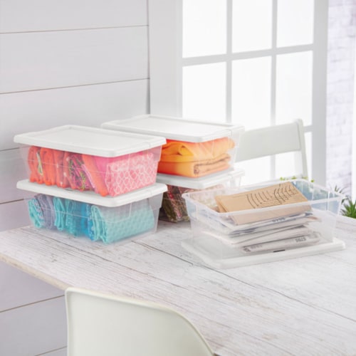 Sterilite 16 Quart Clear Plastic Tote Box Storage with Lid - Durable, Stackable Organizer for Clothes, Shoes, Pantry - Classroom & Supply Organization