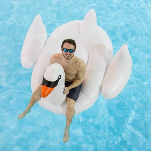 4-Pack Swimline Giant Inflatable Ride-On 75-Inch Swan Floats | 4 x 90621 Perspective: left