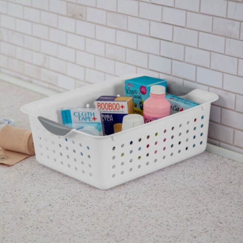 Sterilite Large Ultra Plastic Storage Baskets w/ Handles, White, 30 Pack 