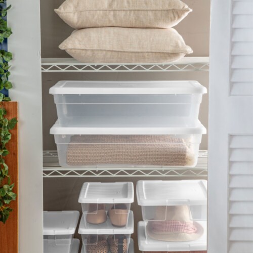 Sterilite 28 Qt Clear Stackable Under Bed Organizer Storage Container, (10  Pack), 10pk - Harris Teeter