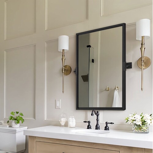 ANDY STAR Moon Mirror 20 x 28 Inch Rectangular Hanging Bathroom