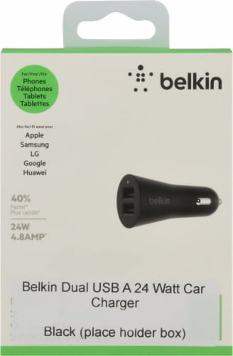 Belkin BOOST CHARGE Dual USB-A Car Charger - Black Perspective: left
