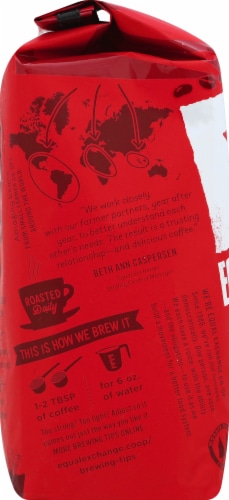 Equal Exchange Love Buzz Dark Roast Organic Whole Bean Coffee Perspective: left