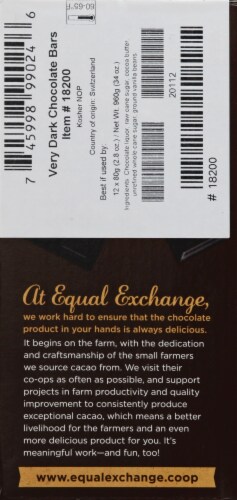 Equal Exchange Organic 71% Cacao Very Dark Chocolate Bar Perspective: left