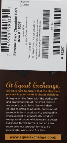 Equal Exchange Organic 88% Cacao Extreme Dark Chocolate Bar Perspective: left