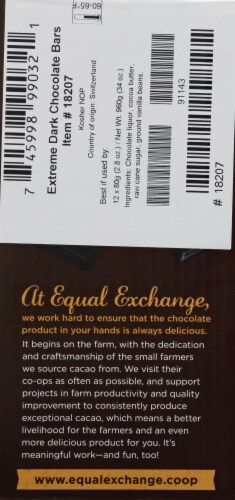 Equal Exchange Organic 88% Cacao Extreme Dark Chocolate Bar Perspective: left