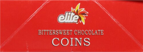 Elite Bittersweet Chocolate Coins Perspective: left