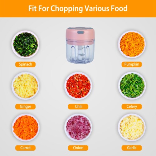8.45Oz, Mini Electric Garlic Chopper Cordless Garlic Mincer Perspective: left