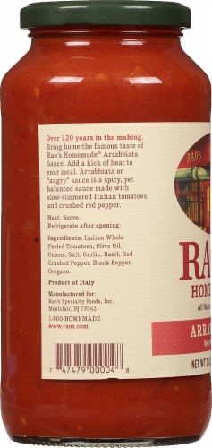 Rao's Homemade Arrabbiata Fra Diavolo Sauce Perspective: left