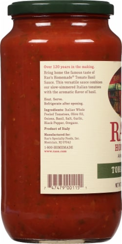 Rao's Homemade® Tomato Basil Pasta Sauce Perspective: left
