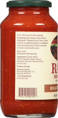 Rao's Homemade Roasted Garlic Sauce Perspective: left