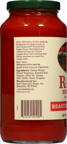 RAO's Homemade Premium Roasted Red Pepper Sauce Perspective: left