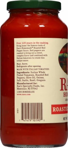 RAO's Homemade Premium Roasted Red Pepper Sauce Perspective: left
