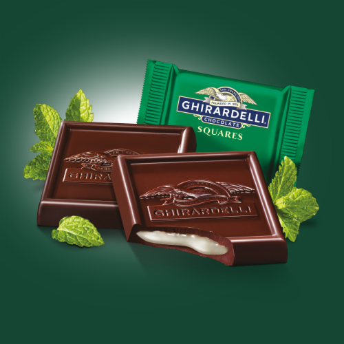 Ghirardelli® Dark Chocolate Mint Squares Perspective: left