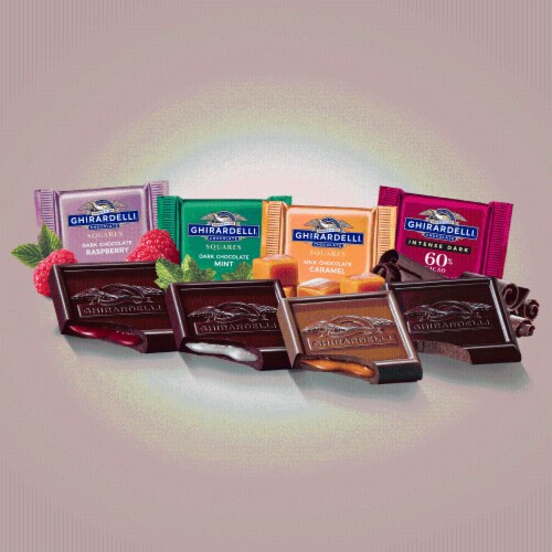 Ghirardelli® Premium Chocolate Assortment Squares Perspective: left