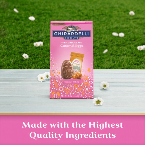 Ghirardelli® Milk Chocolate Caramel Eggs Easter Candy Perspective: left