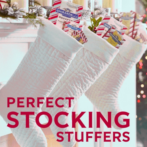 Ghirardelli® Peppermint Bark Chocolate Snowmen Holiday Candy Bag Perspective: left