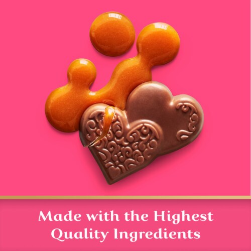 Ghirardelli® Milk Chocolate Caramel Duet Hearts Valentine Candy Perspective: left