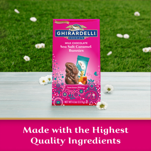 Ghirardelli® Milk Chocolate Sea Salt Caramel Bunnies Easter Candy Perspective: left