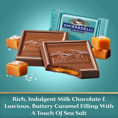 Ghirardelli® Milk Chocolate Sea Salt Caramel Squares Perspective: left