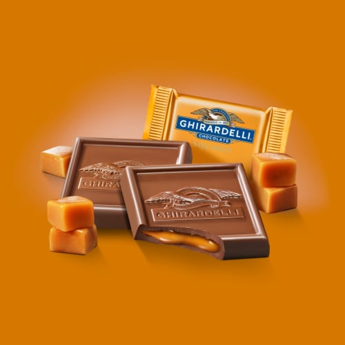 Ghirardelli® Milk Chocolate Squares with Caramel Filling Perspective: left