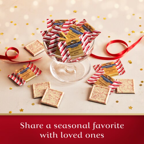 Ghirardelli® Holiday Peppermint Bark Squares Tree Gift Perspective: left