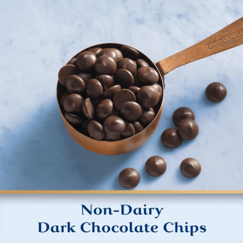 Ghirardelli® Non-Dairy Dark Chocolate Premium Baking Chips Perspective: left