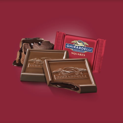 Ghirardelli® Milk Chocolate Double Chocolate Squares Perspective: left