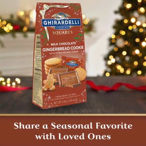 Ghirardelli® Holiday Gingerbread Cookie Milk Chocolate Squares Perspective: left