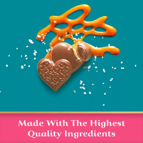 Ghirardelli® Sea Salt Caramel Milk Chocolate Hearts Valentine's Candy Bag Perspective: left