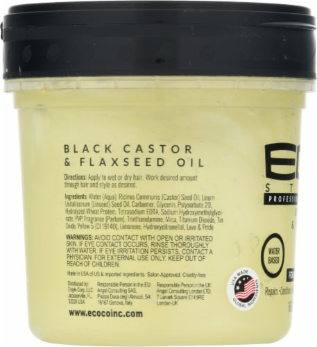 ECO® Style Black Castor & Flaxseed Oil Professional Styling Gel Perspective: left