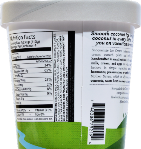 Snoqualmie Island Coconut Ice Cream Pint Perspective: left