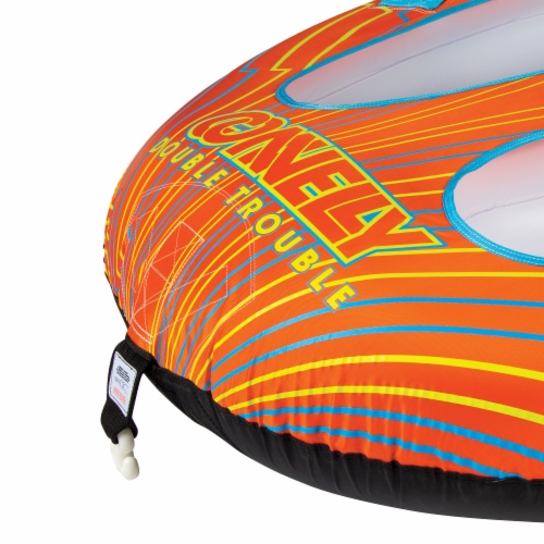 Connelly Double Trouble 2 Rider Inflatable Boat Towable Water Inner Tube, Orange Perspective: left