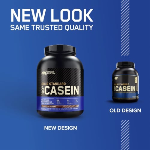 Optimum Nutrition Gold Standard 100% Micellar Casein Protein Powder, Chocolate Supreme Perspective: left