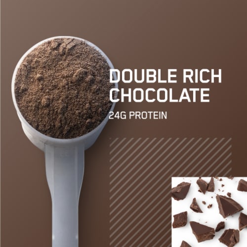 Optimum Nutrition Gold Standard Whey Double Rich Chocolate Protein Powder Perspective: left