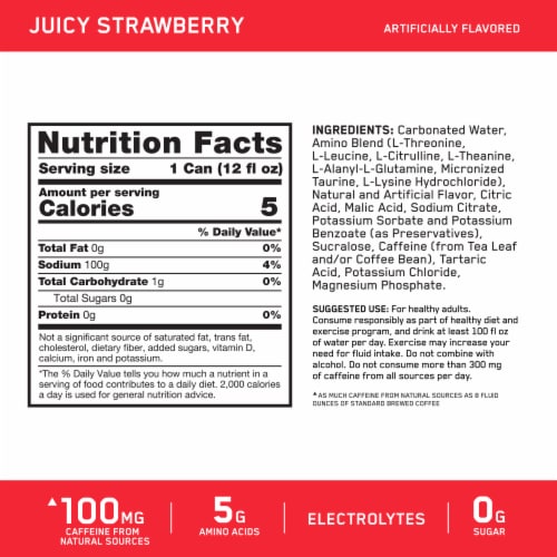 Optimum Nutrition Essential Amin.o Energy Juicy Strawberry Perspective: left