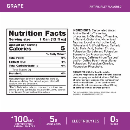 Optimum Nutrition Essential Amin.o Energy Grape Perspective: left