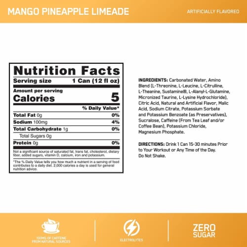 Optimum Nutrition™ Amino Energy Mango Pineapple Sparkling Limeade Perspective: left