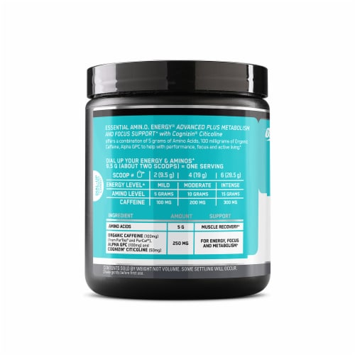 Optimum Nutrition AmiN.O. Energy Advanced+ Beach Blast Dietary Supplement Perspective: left