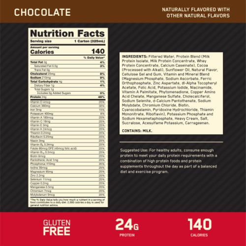 Optimum Nutrition Chocolate Protein Shakes Perspective: left
