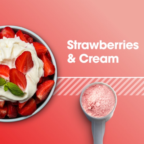 Optimum Nutrition Gold Standard 100% Whey Strawberries & Cream Protein Powder Perspective: left