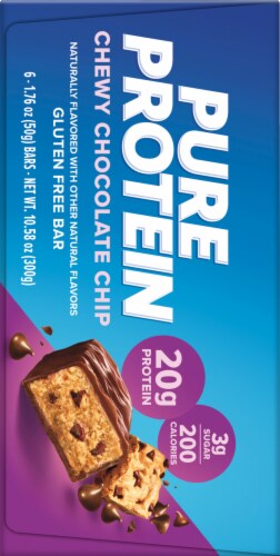 Pure Protein® Chewy Chocolate Chip Gluten-Free Protein Bars Perspective: left