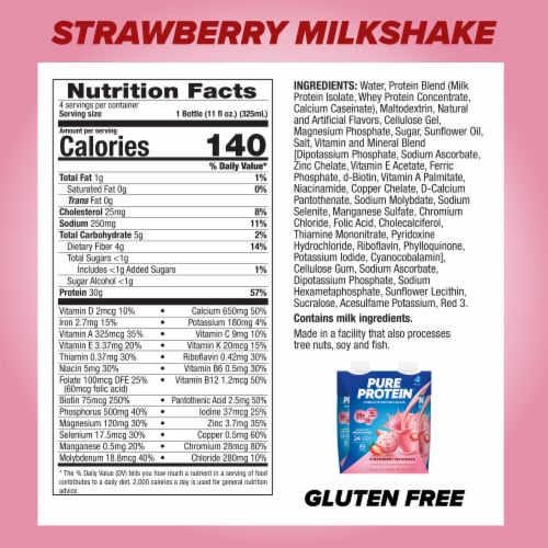 Pure Protein™ Strawberry Milkshake Complete Protein Shake Perspective: left