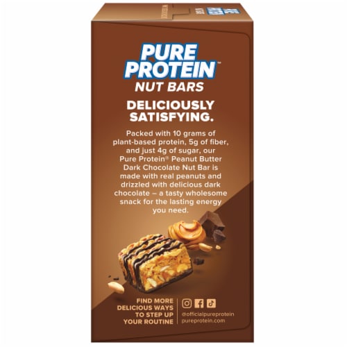 Pure Protein Peanut Butter Dark Chocolate Protein Bars Perspective: left