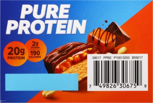 Pure Protein Revolution Caramel Peanut Bars Perspective: left