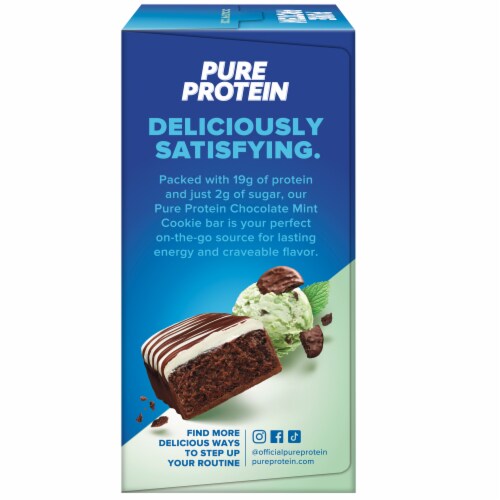 Pure Protein Chocolate Mint Cookie Protein Bars Perspective: left